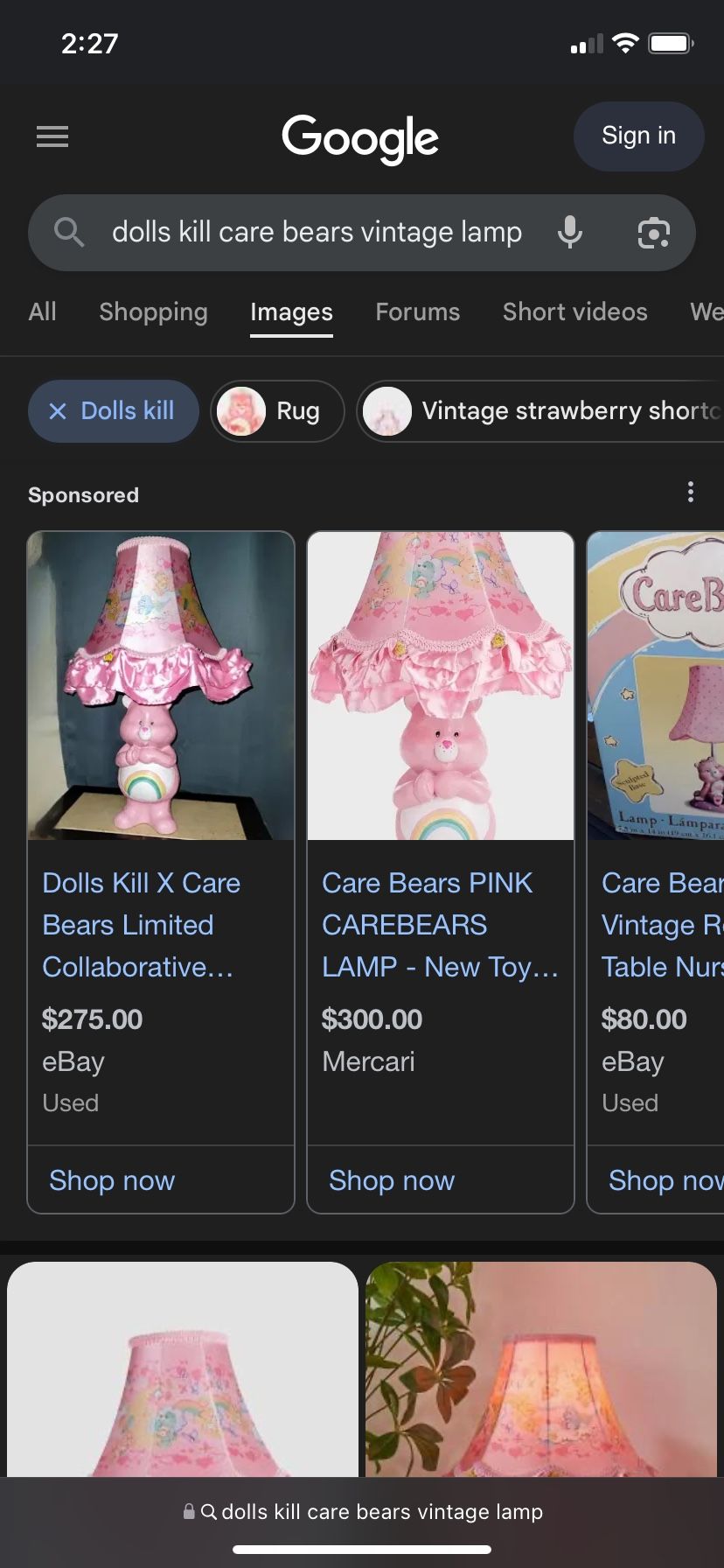 Rare Vintage Care Bear Lamp With Rug And Pillow