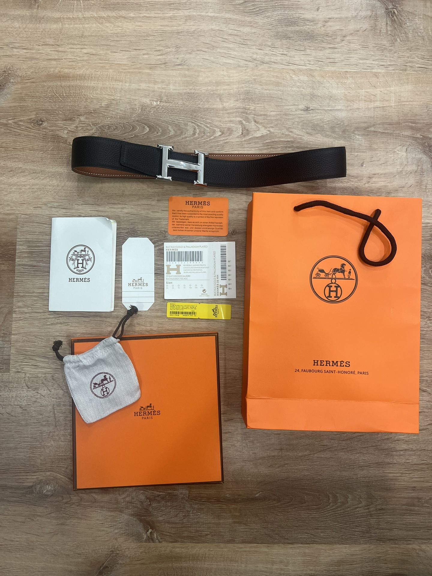 Hermés belt buckle & Reversible leather strap 32 mm
