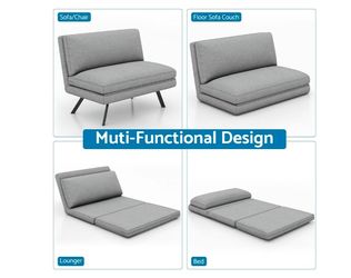 Convertible Futon Sofa Bed 4 in 1 Multi-Function Modern Mini Single Floor Sleeper Chair with Adjustable Backrest for Living, Small Room,  Apartment or