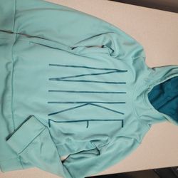 Boys med Nike Light teal Dri fit pullover hooded sweatshirt, stain on wrist  Lot 19