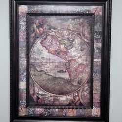 Framed Vintage World Map