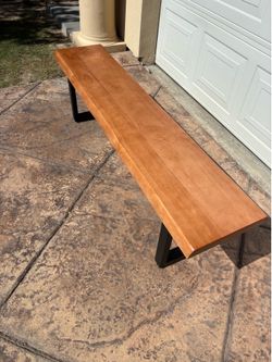 Brand New Solid Wood Bench with Metal Legs