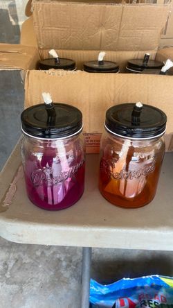 Mason Jar Oil Candles Set of 6 with wicker