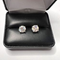 925 Sterling silver Moissanite Stud Earrings Push Back
