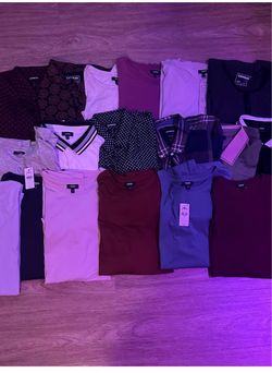 Express Men's Short Sleeve Shirts and Tees - Mixed Neutrals and Burgundy