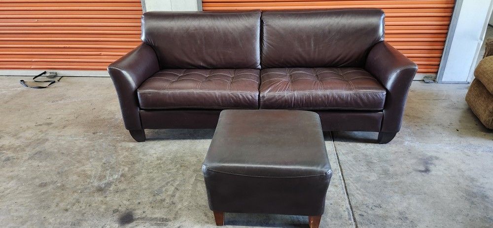 Leather Couch & Ottoman FREE DELIVERY