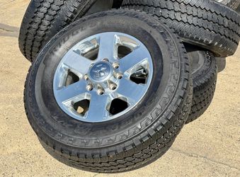 FREE DELIVERY - OEM Ram 2500 Wheels Long Horn rims Bridgestone AT LT275/70R18 90% 10 PLY 8x6.5 Ram