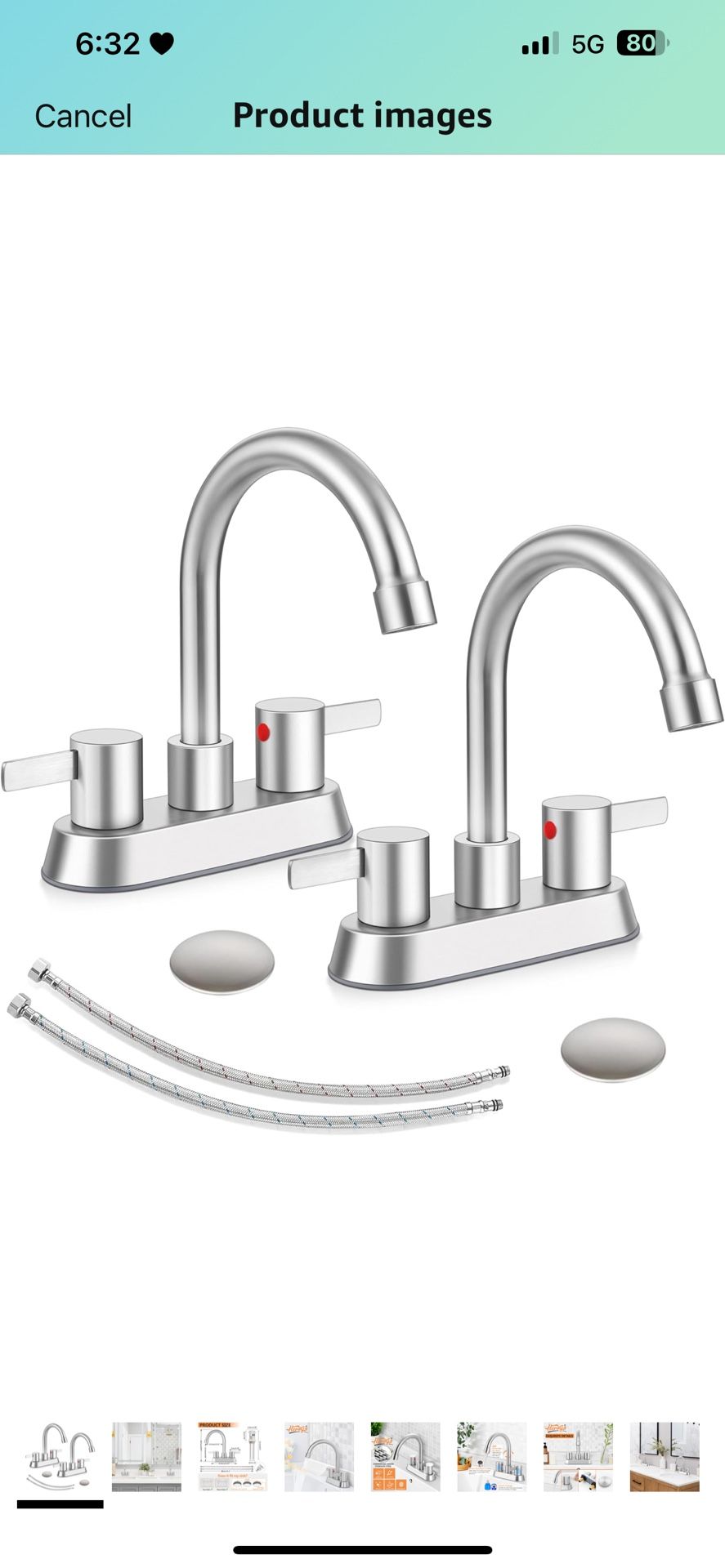 (set Of 2)Bathroom Faucet 3 Hole with Pop Up Drain, Brushed Nickel 4 Inch 2 Handle Centerset Bathroom Sink Faucets with Supply Lines