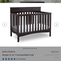 4-in-1 Crib w/ Mattress & Toddler Guardrail Attachment