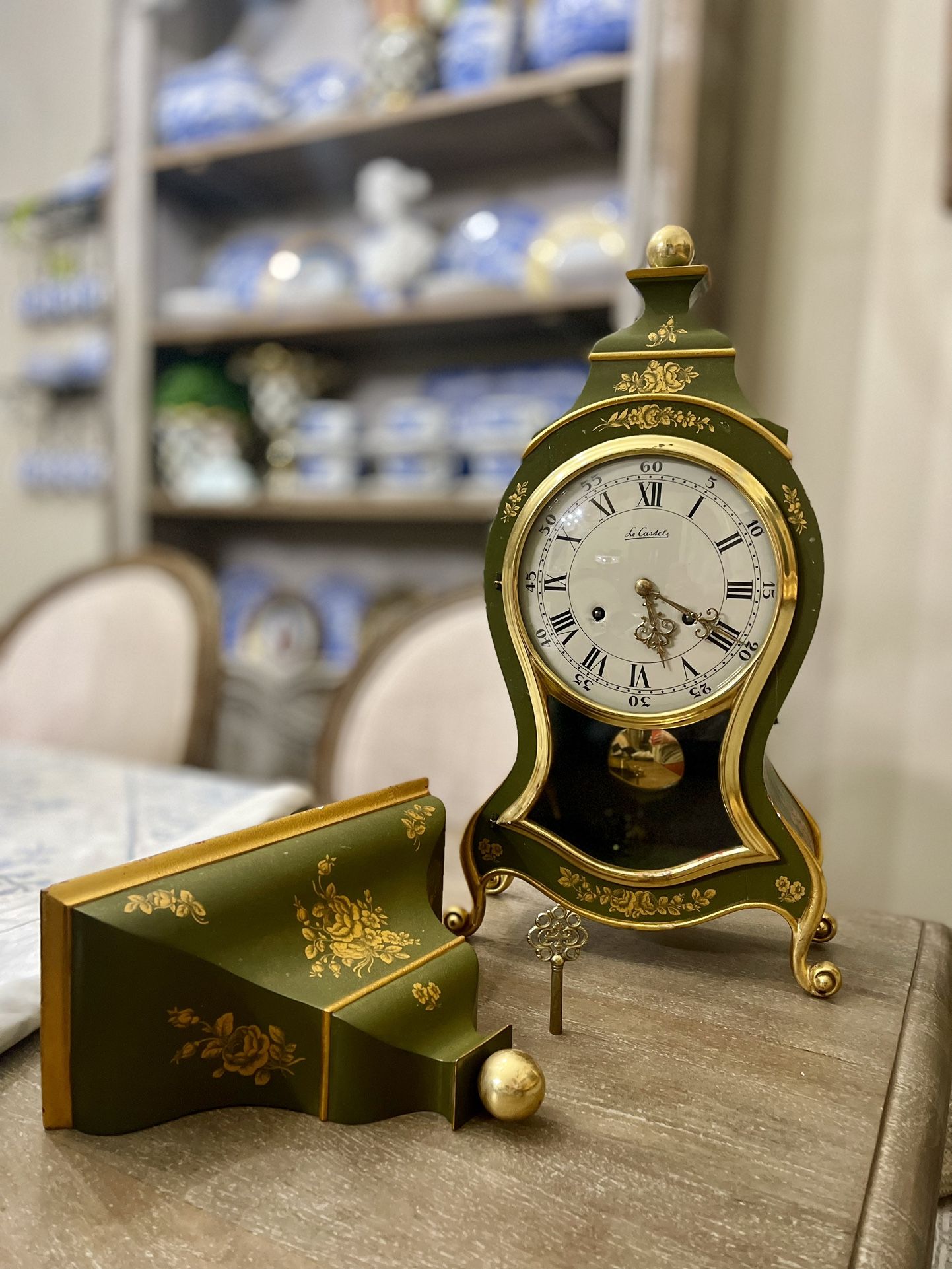 Antique Style Vintage French Clock With Shelf