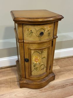 Beautiful Floral Accent Table / Side Cabinet with Storage