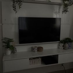 Hanging Floating White Tv Stand Television Table Media Center Console Floating Wall Modern 