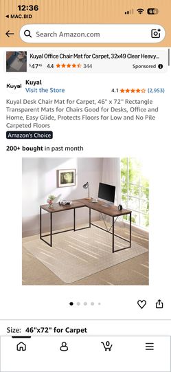 Kuyal Desk Chair Mat For Carpet 46”x72”