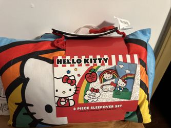 Hello Kitty 3 Piece Snuggle Sleepover Set New Package Mask Pillow & Slumber Bag