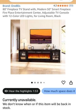 NEW IN BOX fireplace tv stand