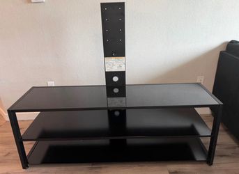 Black Glass 3-Shelf TV Stand with Mount