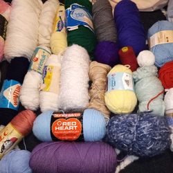 Huge Lot YARN Red Heart And Lots Of Skeins Mix  Craft 