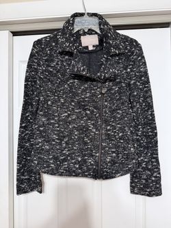 Banana Republic Black & White Tweed Moto Jacket - Size 8