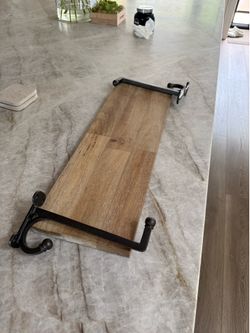 (9) Pottery Barn standard wooden shelves with brackets