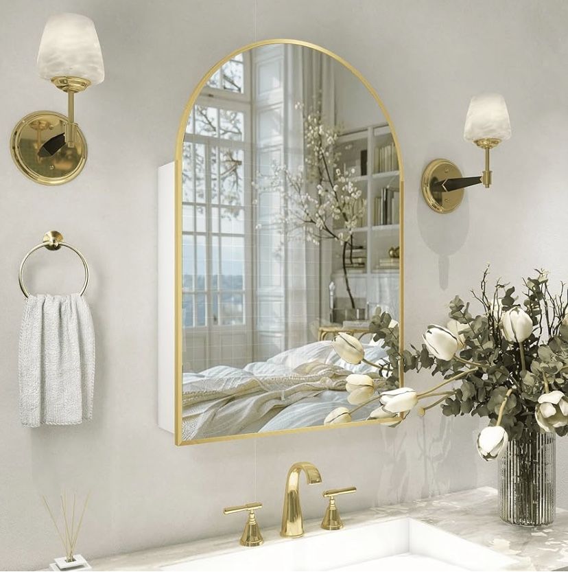 Gold Medicine Cabinet, Bathroom Mirror