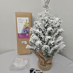 Brisbane Smart Lit 2' Flocked Christmas Tree 100 RGB LEDs Color Changing W/ APP