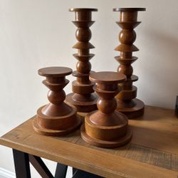 WestElm -Pure Wood Pillar Candle Holders