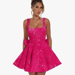 Square Neck Sequin Homecoming Dress