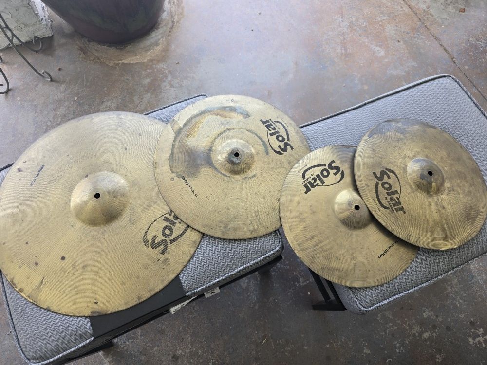 Pre-owned Sabian Solar Drum Cymbal Set Crash Ride & Hi-Hats MADE IN Canada