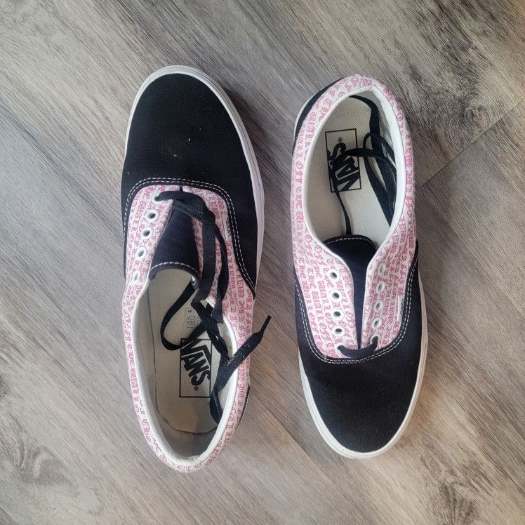 Vans Era Vans Off The Wall Black Carmine Rose Pink Men's Size 10.5 Women 12 Shoes Sneakers