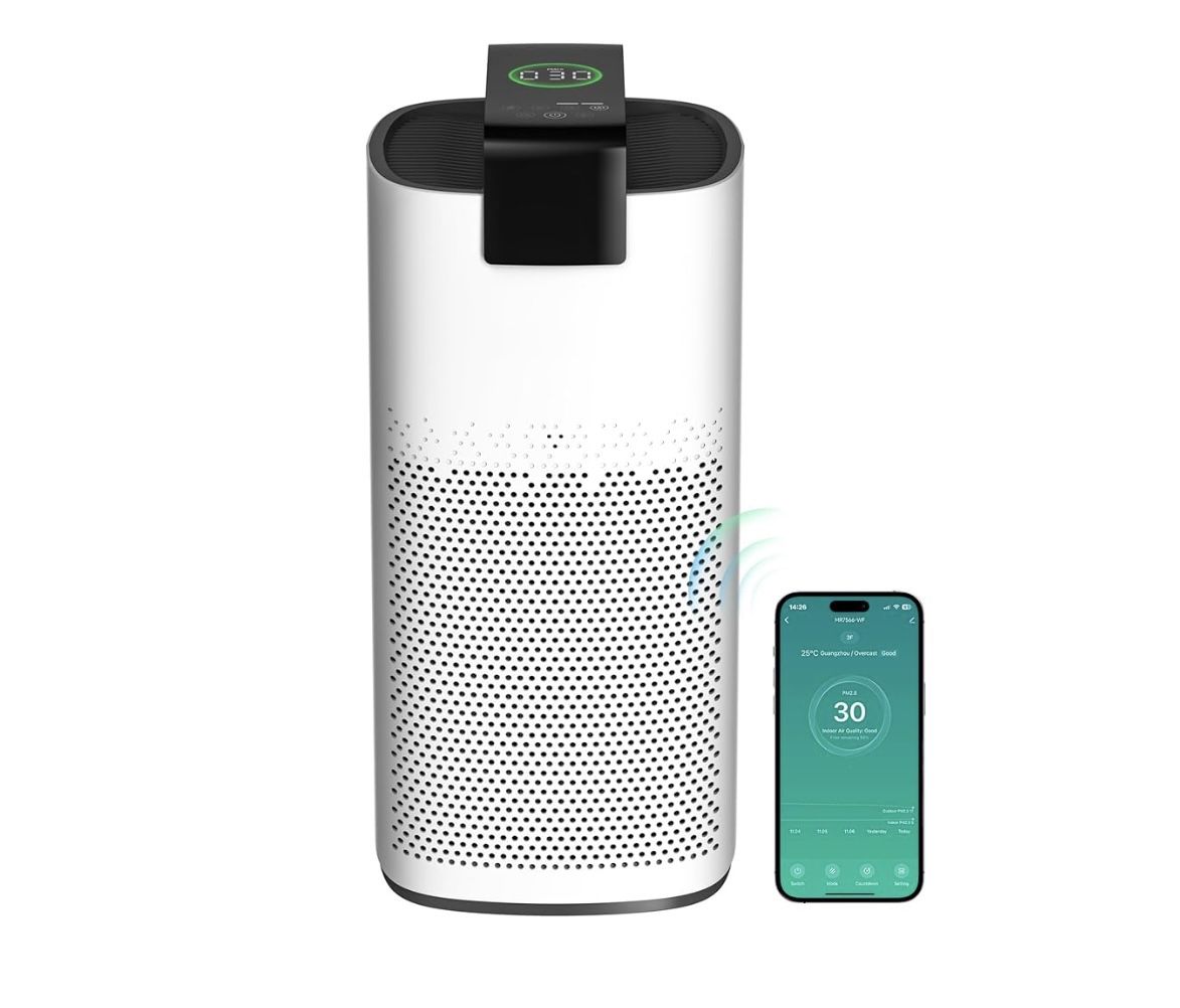 Air Purifiers for Home Large Room Up to 2800Ft² with PM 2.5 Air Laser Sensor, Hepa 3-in-1 air Filter Filters Airborne Particles, air purifiers With Sm