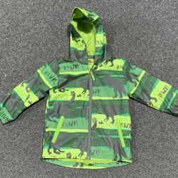 Western Chief boys 4T dinosaur hooded lined rain coat jacket 