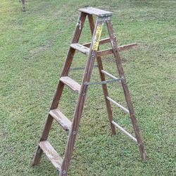 5 Steps Painter Wooden Folding Ladder Farmhouse Decor Plant Stand