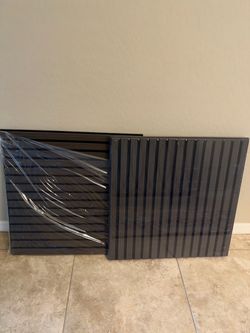 3 New 24x24 Wood Slat Acoustic Wall Panels - Walnut/Black