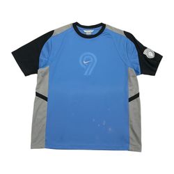 Vintage Nike Soccer Jersey Shirt 2XL XXL Blue Futbol #9 Center Swoosh Travis Y2K