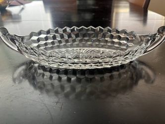Vtg Fostoria Glass American Pattern Clear Relish Boat Gondola Serving