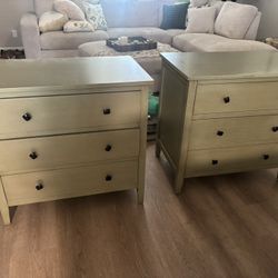 Real Wood Pair of Sage Colored Large Nightstands 