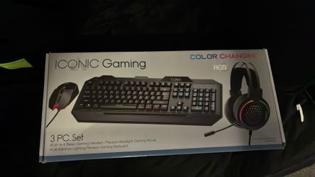 Keyboard and mouse with headphones mic RGB