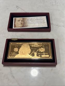 2015 $100 4 oz. .999 Silver  Gold Plated Proof Silver Bar GovMint