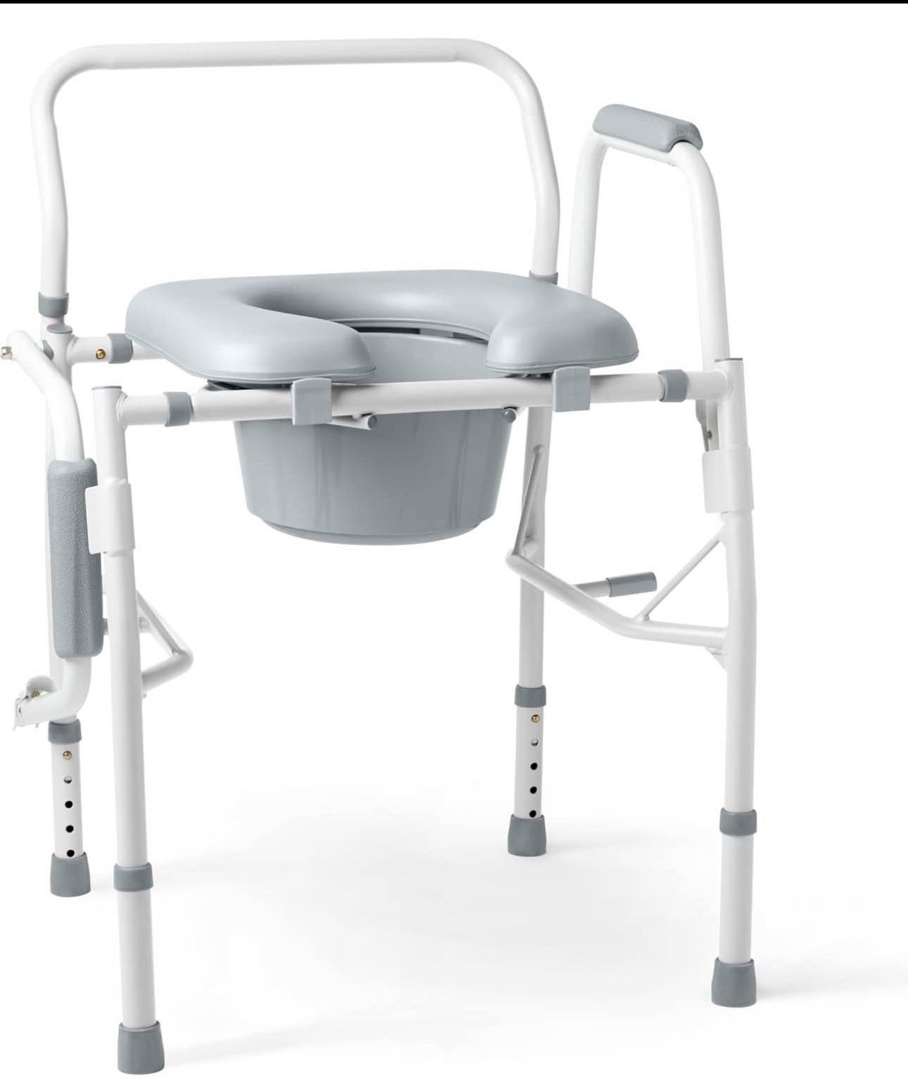 Drop Arm Commode Chair w/ Padded Seat-350Lb Weight Capacity