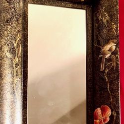 Beautiful decorative wall art, mirror candle holder; H21xW8xD5.5 inch Lbs 3.2 Beautiful, painted metal, mirror with candle holder Decorative wall acce