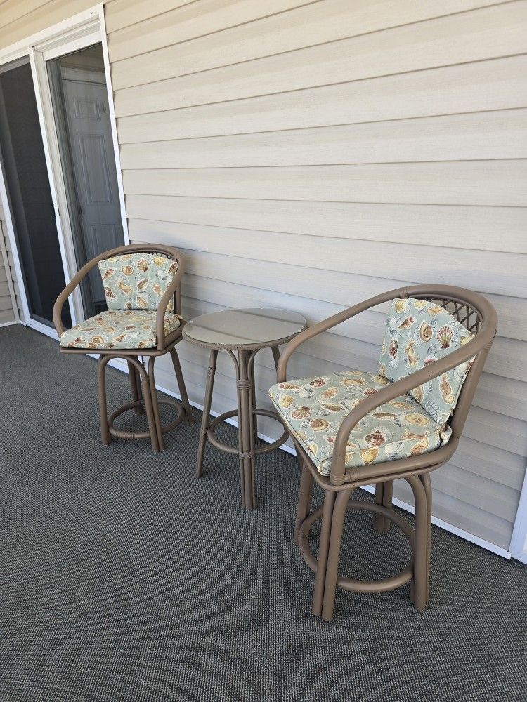 Rattan 3 Piece Bistro Set
