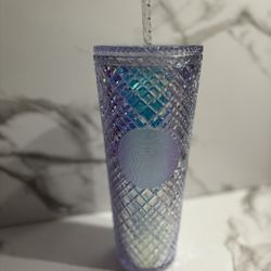 Starbucks 2022 Holiday White Iridescent Jeweled Bling Venti Tumbler 24oz Cup
