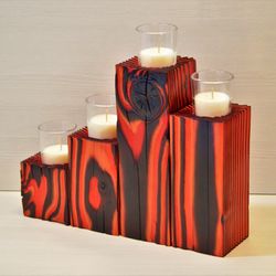 Shou Sugi Ban Pillar Candle Holder Set