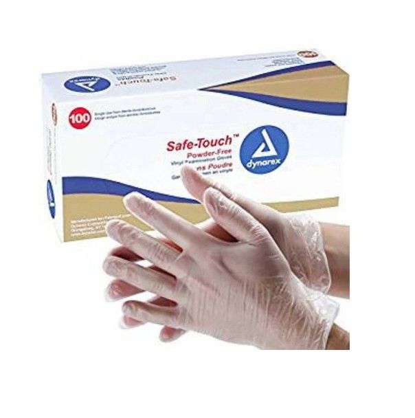 Dynarex Safe Touch Powderfree Vinyl Gloves 100 Per Box