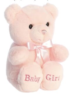 Baby Girl Teddy Beat, Newborn, Baby Shower, Lovie, Stuffy, Stuffed Animal