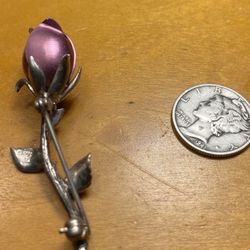 Vintage Sterling Rosé Brooch 