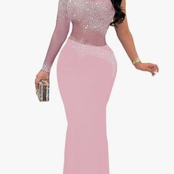 Pink Mermaid Rhinestone Dress