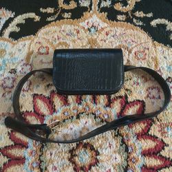 Black Crocodile Style Waist Belt Bag 