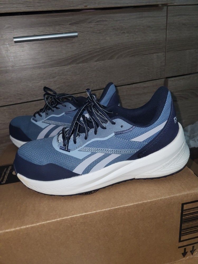 Rebook Work Boot: Mesh, Composite Toe Blue, Wide Width, Non-Slip Sole