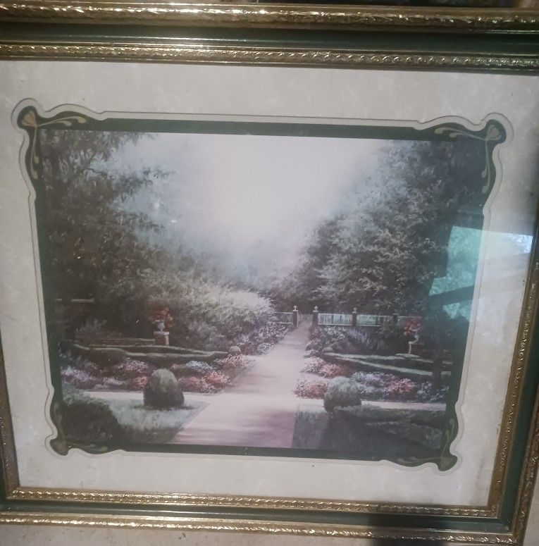 Framed Lene Alston Casey Garden Scene, Vintage, By Home Interiors